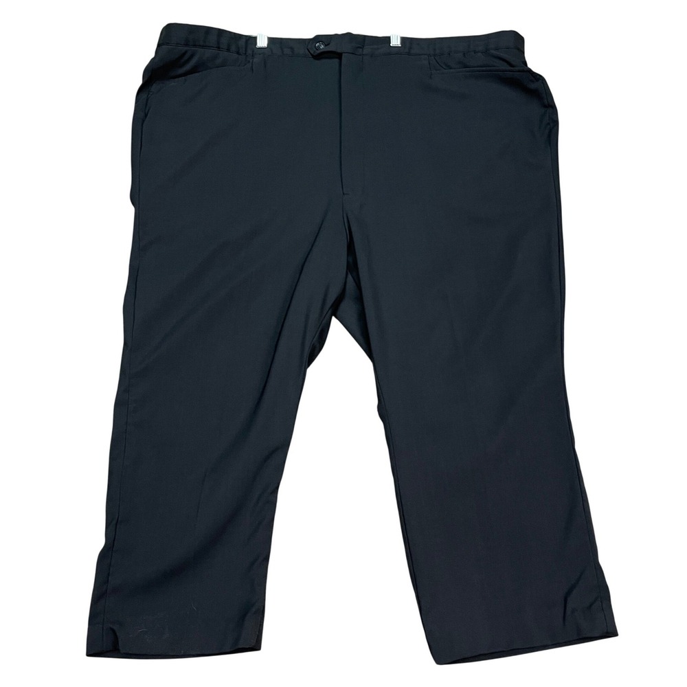 Sansabelt‎ Pants Mens 46x23 Black Classic Flat Front Elastic Waist Dress Slacks